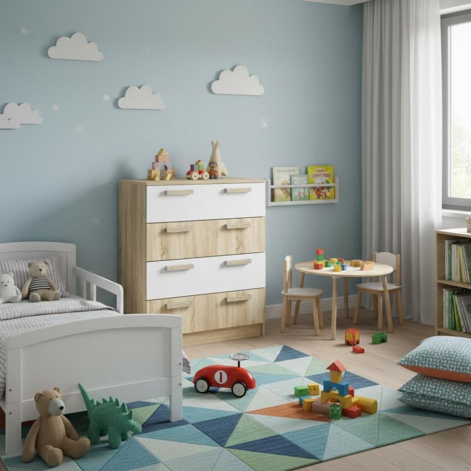 НМ 013.71-01 комод Фанк дуб сонома/белый