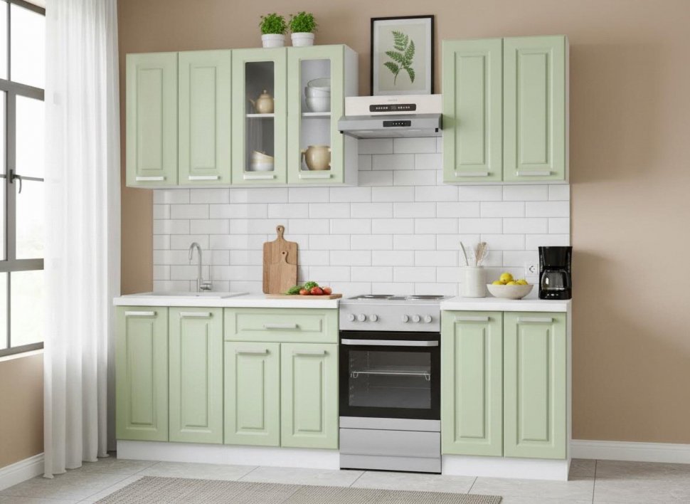 Кухня Вокс комплект 4 Белый / Фисташка