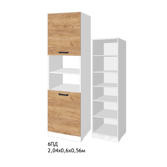 Шкаф-пенал с открытыми полками Варя 600 6ПД (Крафт золотой)