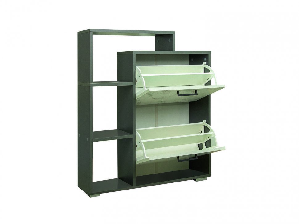 Тумба под обувь Фиеста-10 Диаманд серый/Мрамор белый