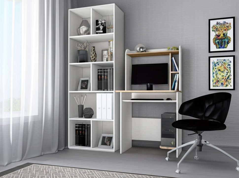 Стол компьютерный Грета-1 (ТЭКС) Белый / Дуб Крафт