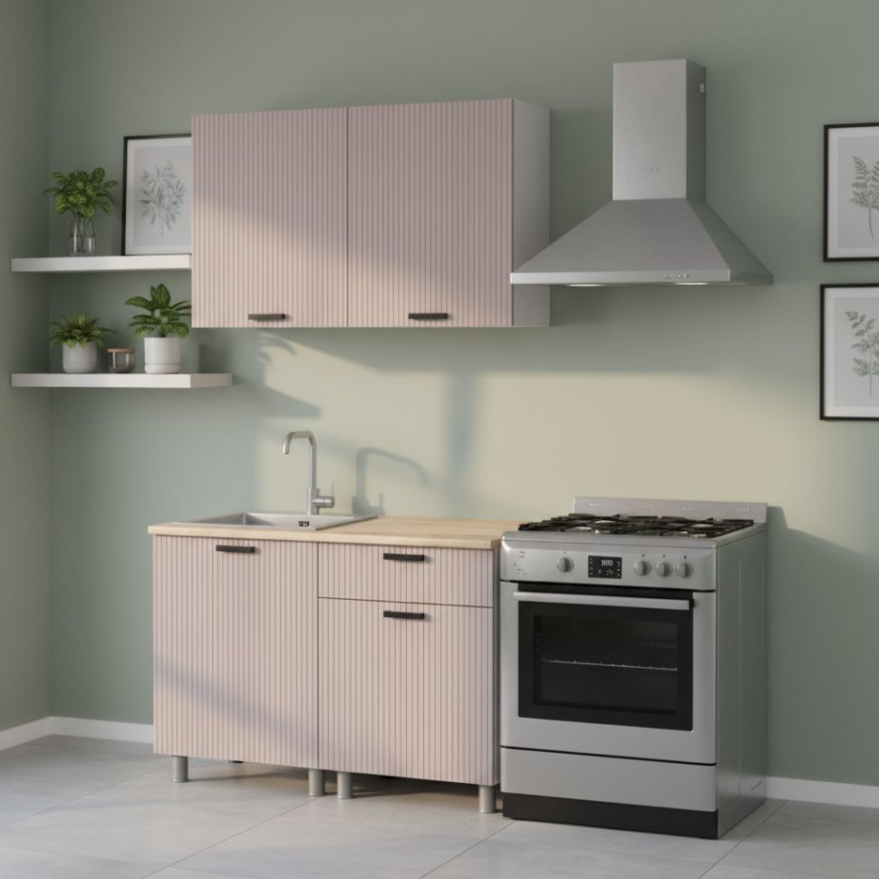 Кухня Аленушка 1,2м Лотос Кашемир,скоба антрацит,сонома