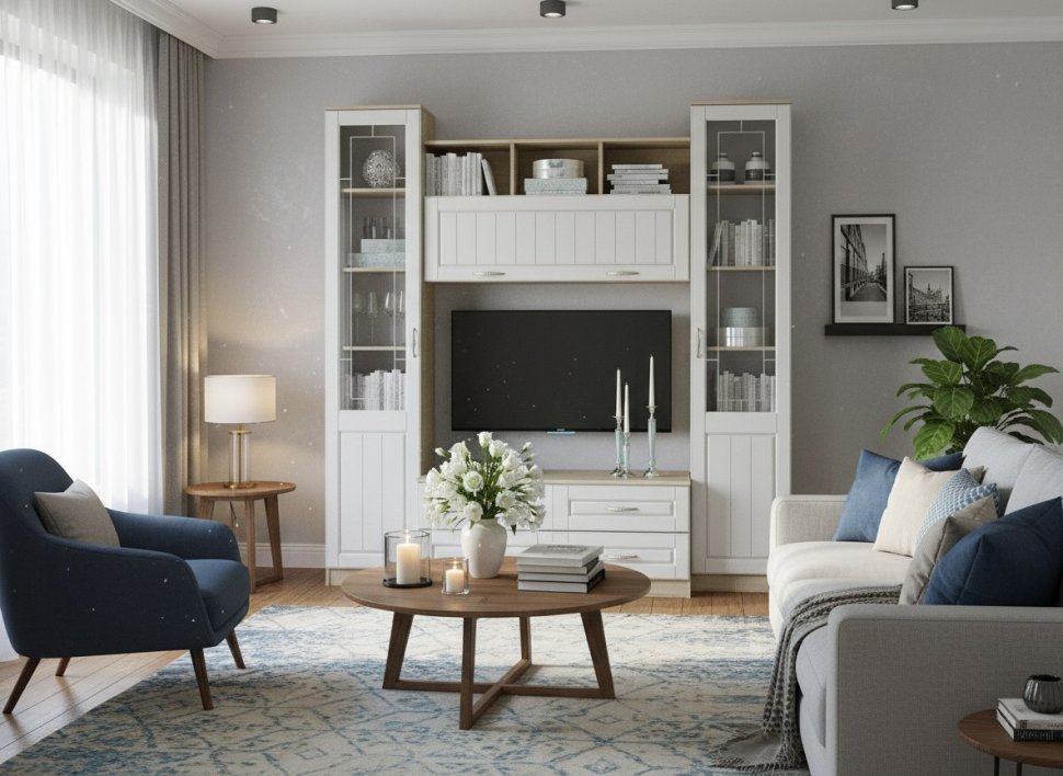 Гостиная Оливия 2 Дуб Сонома/белое дерево