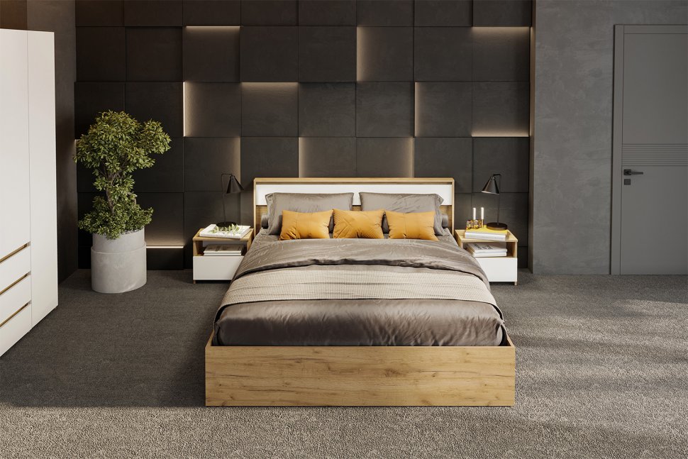 Некст 1 кровать двойная 1,6 / Дуб золотой/Белый