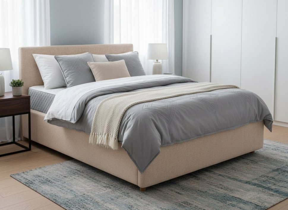 Кровать Nova 1800 с основанием / бежевый №4