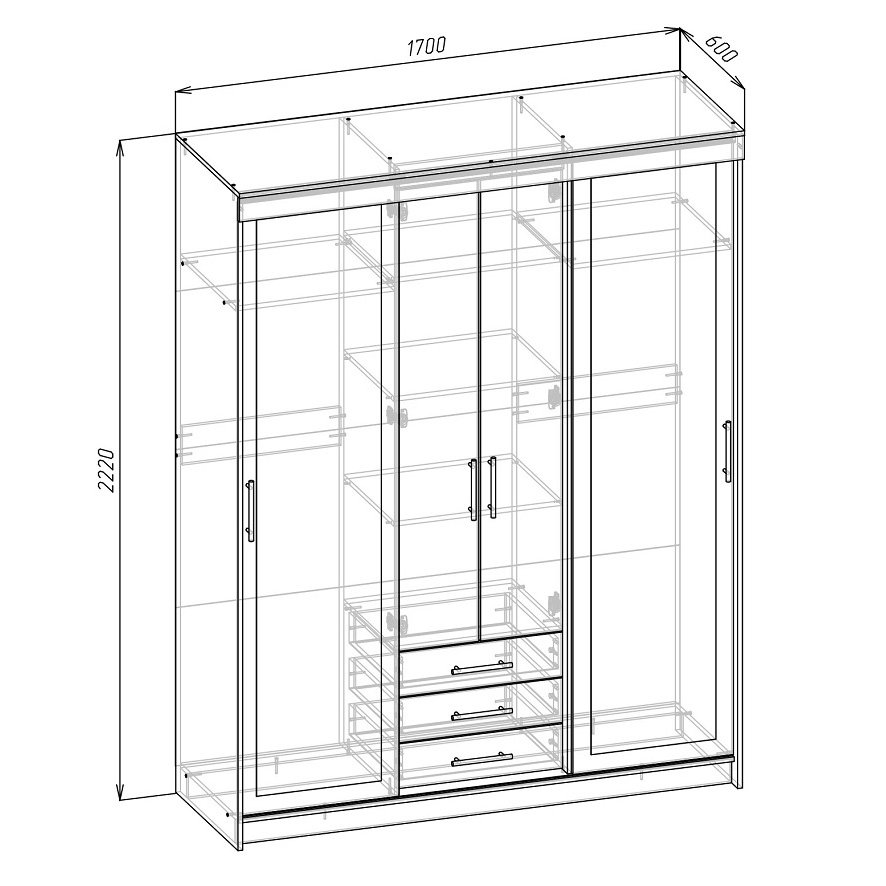 Шкаф-купе Фортуна 1700 ЗРК (Сонома / Анкор светлый)