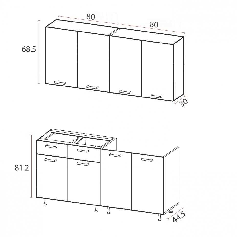 Кухня Рио 1.6 (МИФ) Дуб крафт