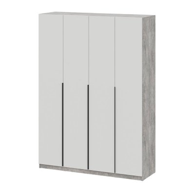 Шкаф распашной ШК 5 (1600), Цемент светлый, Белый шагрень