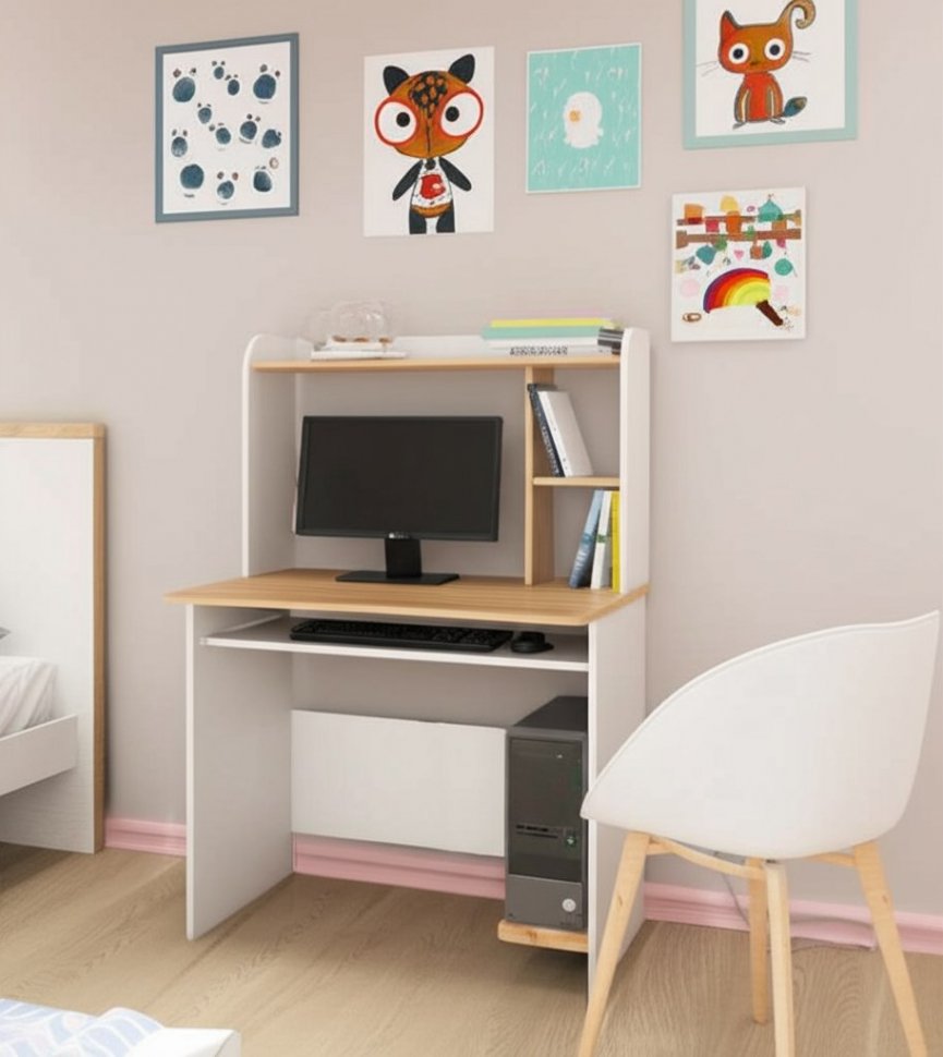 Компьютерный стол Грета-2 (ТЭКС) Белый / Дуб Крафт