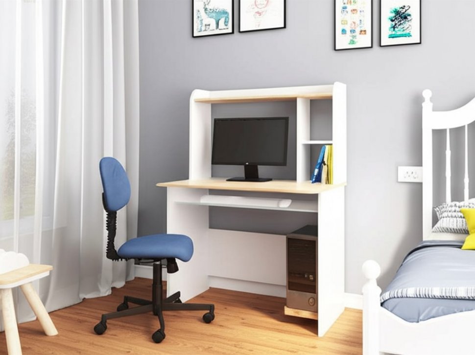 Компьютерный стол Грета-2 (ТЭКС) Белый / Дуб Крафт