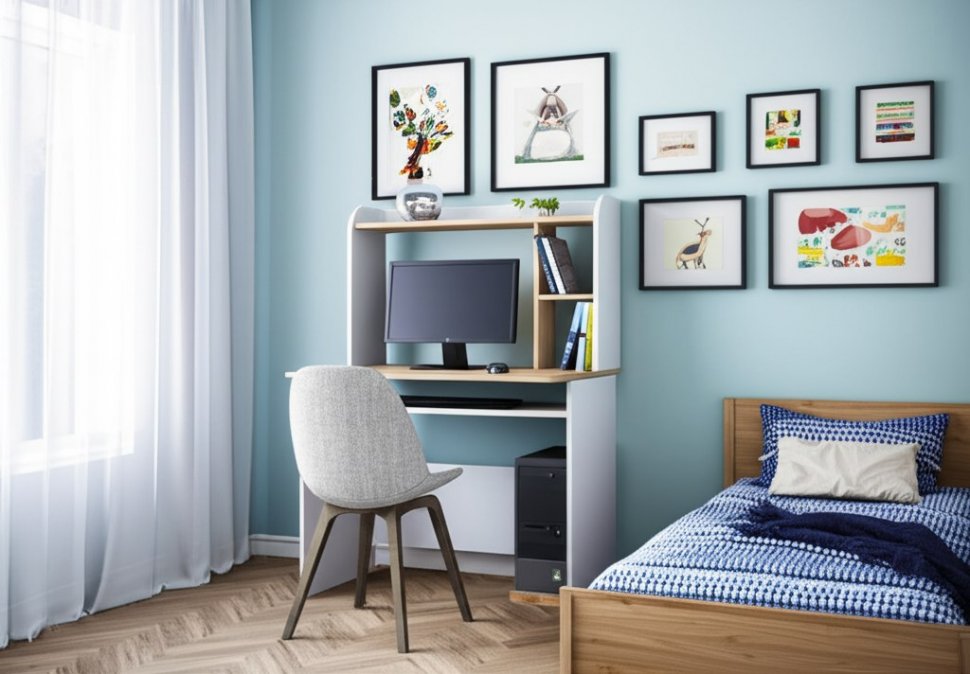 Компьютерный стол Грета-2 (ТЭКС) Белый / Дуб Крафт