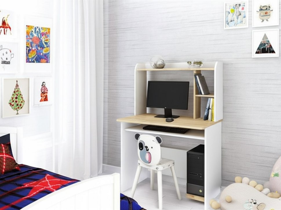 Компьютерный стол Грета-2 (ТЭКС) Белый / Дуб Крафт