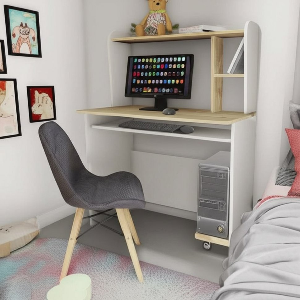 Компьютерный стол Грета-2 (ТЭКС) Белый / Дуб Крафт