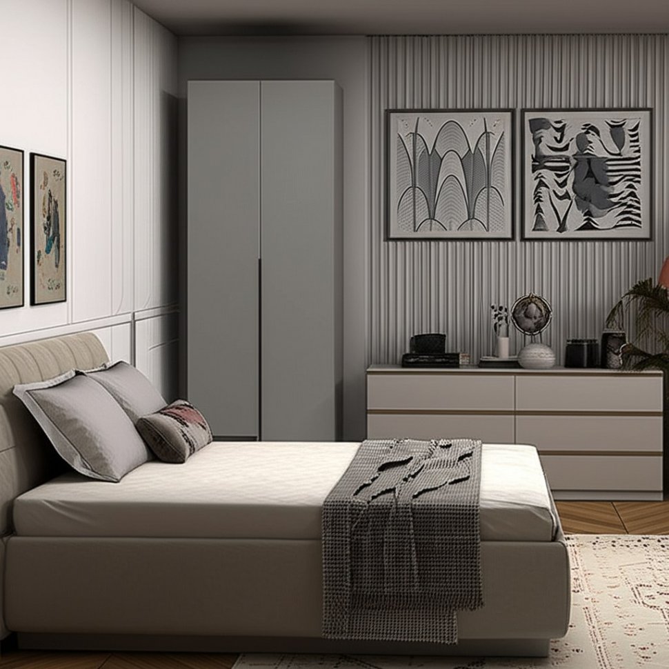 Шкаф распашной с наполнением (3 полки + 2 ящика + штанга) ШК 5 (800), Графит