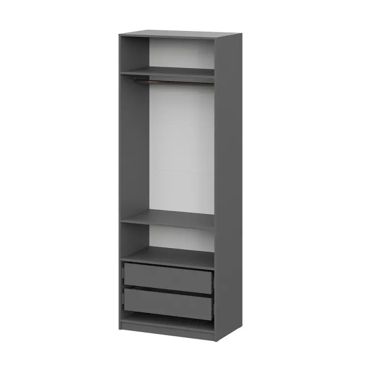 Шкаф распашной с наполнением (3 полки + 2 ящика + штанга) ШК 5 (800), Графит