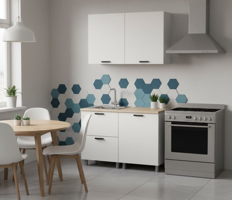 Кухня Аленушка 1,2м с ящ. Лаванда Молочный,скоба черный,сонома