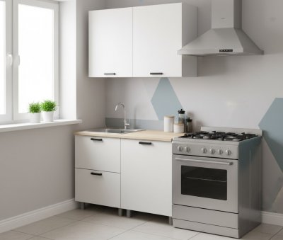 Кухня Аленушка 1,2м с ящ. Лаванда Молочный,скоба черный,сонома