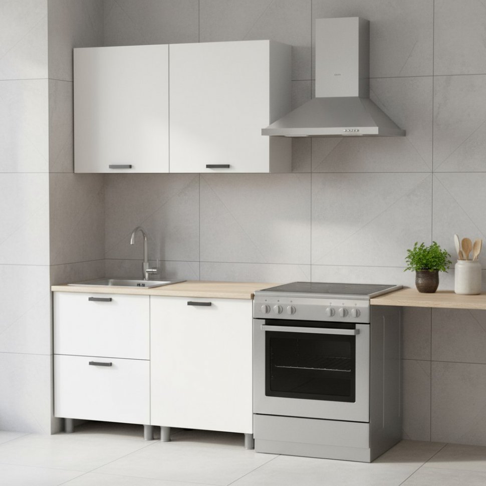 Кухня Аленушка 1,2м с ящ. Лаванда Молочный,скоба черный,сонома