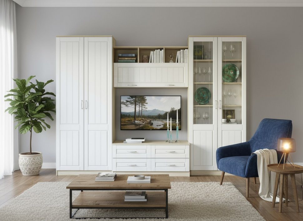 Гостиная Оливия 1 Дуб Сонома/белое дерево