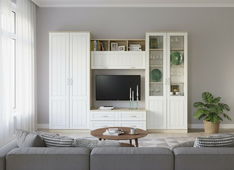 Гостиная Оливия 1 Дуб Сонома/белое дерево