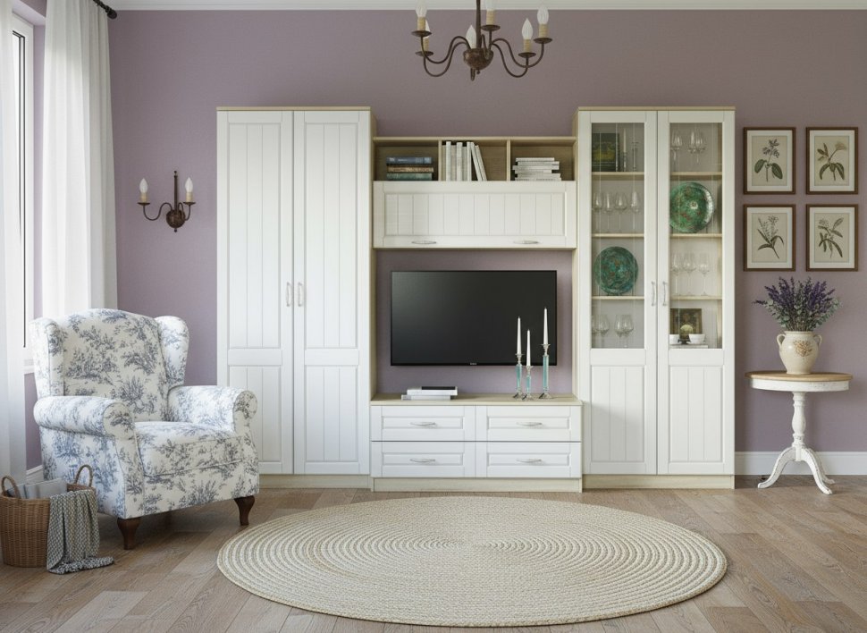 Гостиная Оливия 1 Дуб Сонома/белое дерево