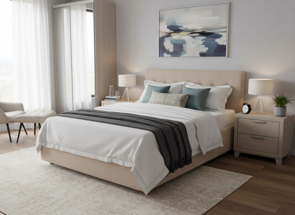 Кровать Nova 1600 с основанием / бежевый №4