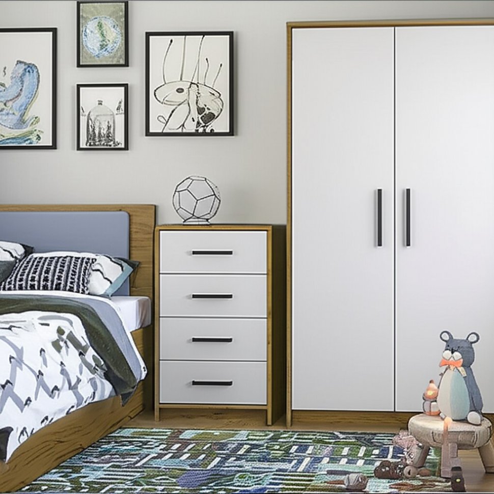 Комод Мия КМ-02 (Семья Мебелони) Крафт / Белый