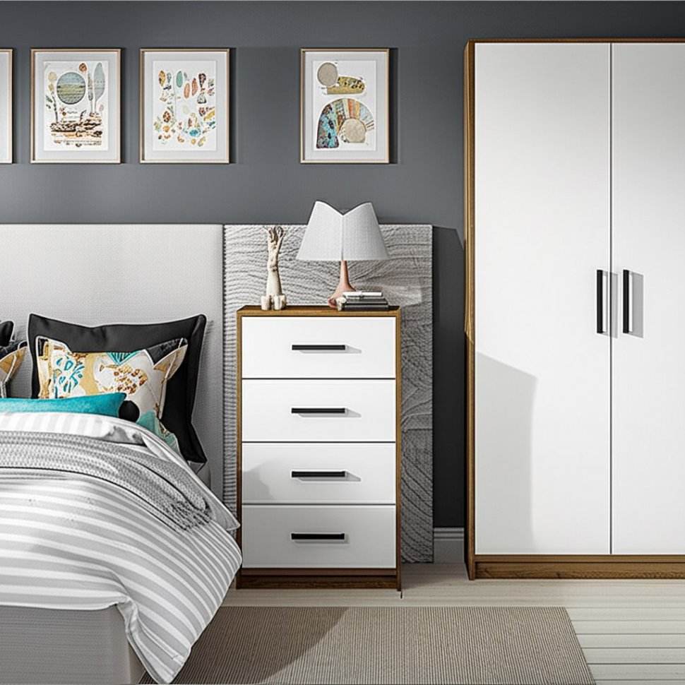 Комод Мия КМ-02 (Семья Мебелони) Крафт / Белый