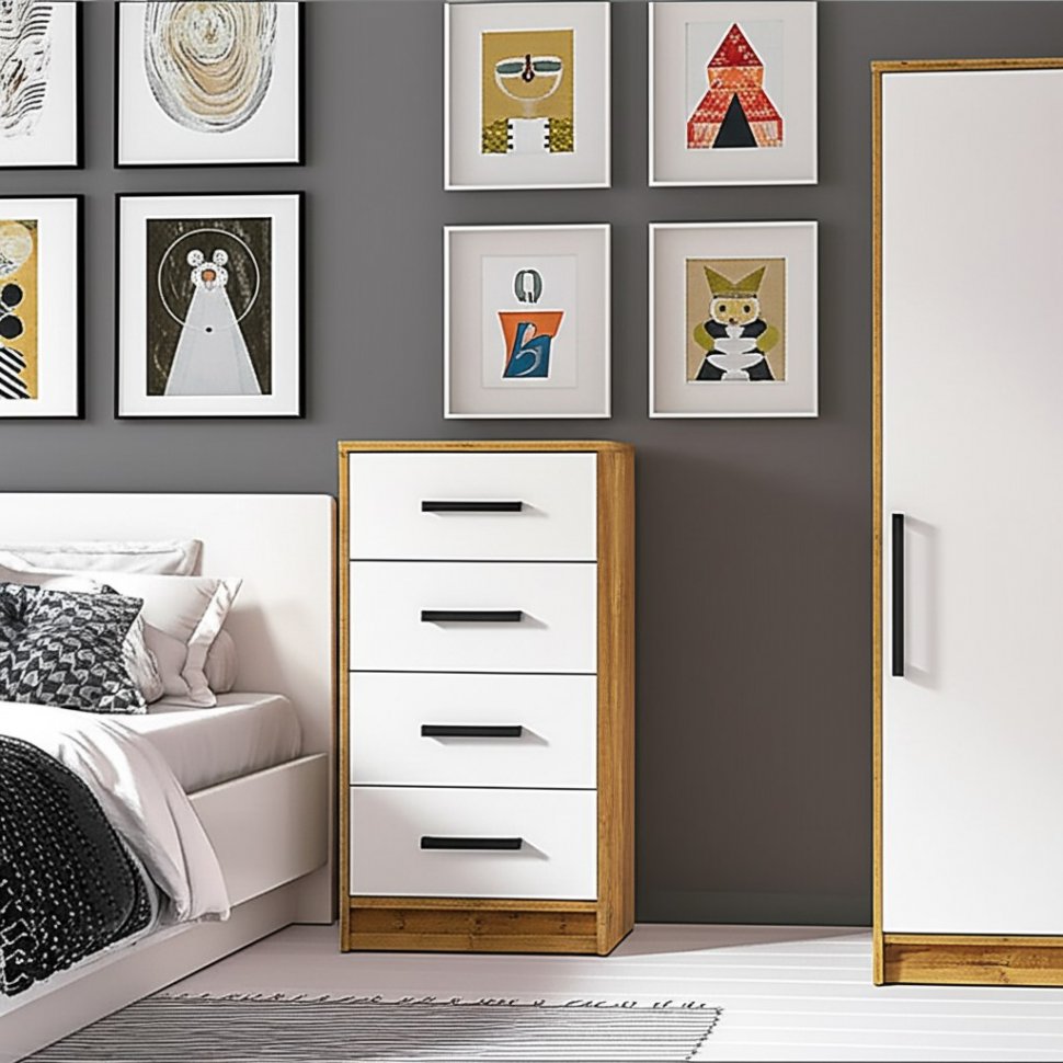 Комод Мия КМ-02 (Семья Мебелони) Крафт / Белый