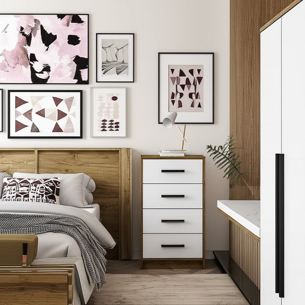 Комод Мия КМ-02 (Семья Мебелони) Крафт / Белый