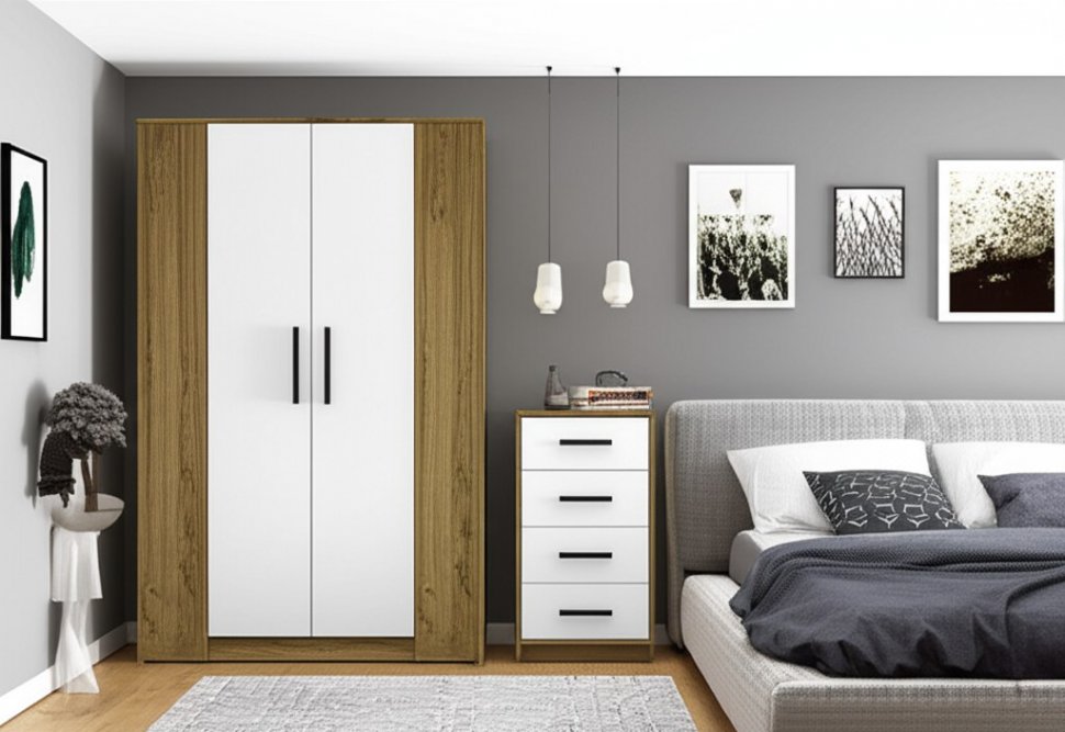 Комод Мия КМ-02 (Семья Мебелони) Крафт / Белый