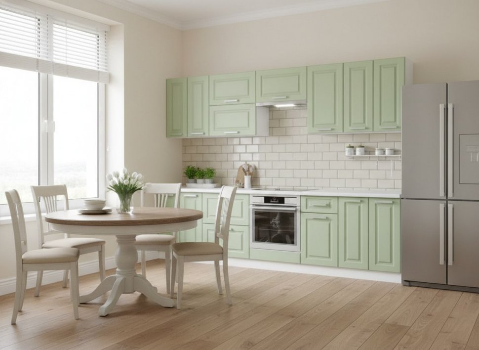 Кухня Вокс комплект 2 Белый / Фисташка