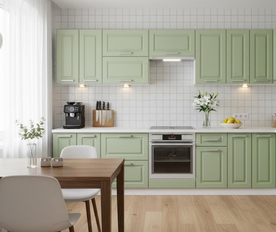 Кухня Вокс комплект 2 Белый / Фисташка