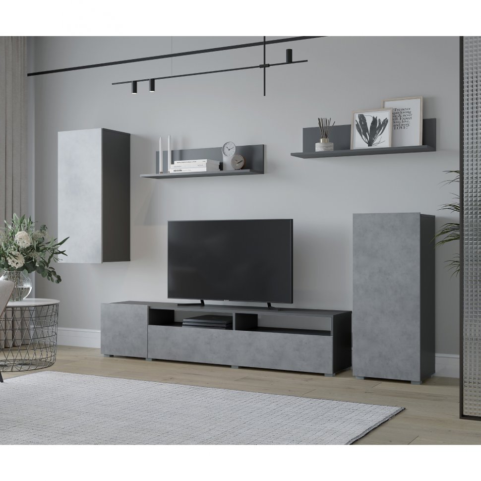 Гостиная Лира (Горизонт) Бетон / Серый Графит