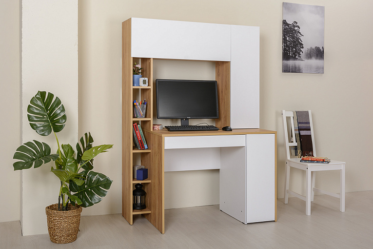 Комфорт Стол компьютерный 12.71 Дуб Крафт золотой/Белая Аляска