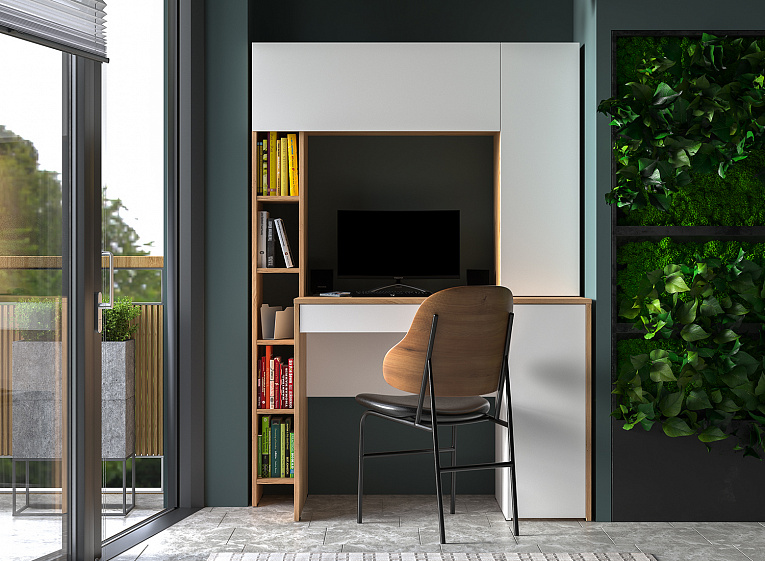 Комфорт Стол компьютерный 12.71 Дуб Крафт золотой/Белая Аляска