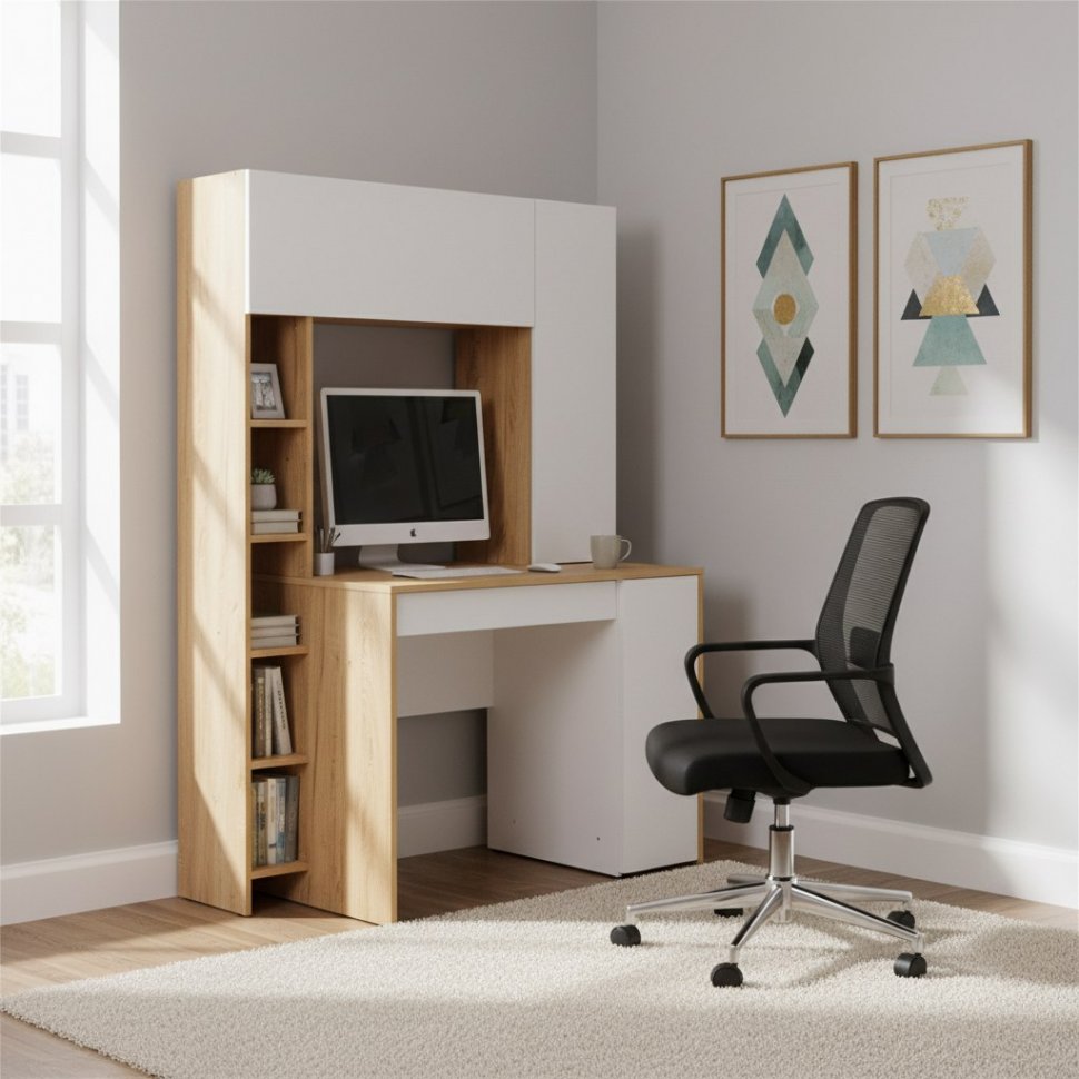 Комфорт Стол компьютерный 12.71 Дуб Крафт золотой/Белая Аляска