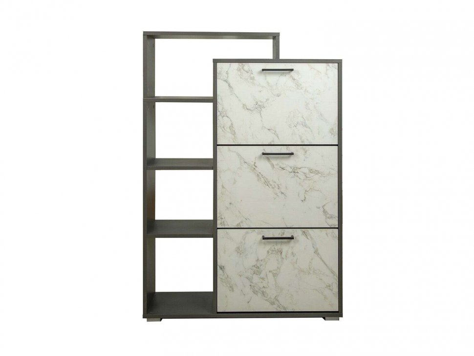 Тумба под обувь Фиеста-8 Диаманд серый/Мрамор белый