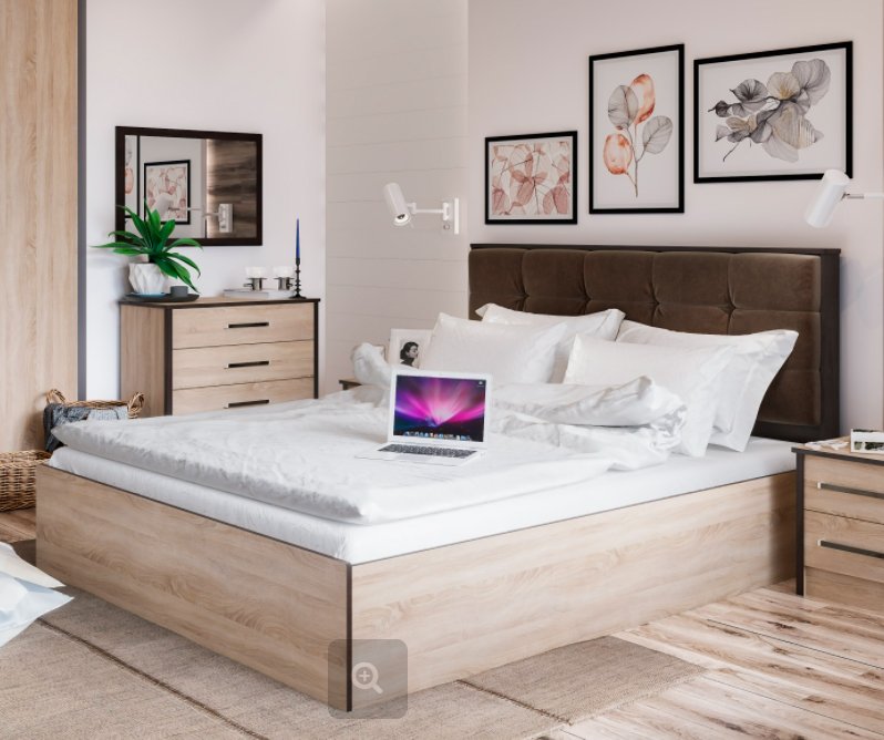 Кровать 160х200 Лирика ЛК-2 с настилом из ДСП (Велюр Кофейный) ТЭКС