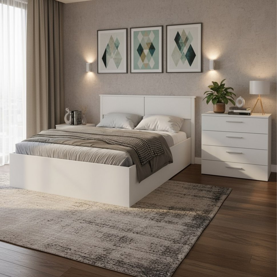 Кровать с подъемным механизмом Толедо ТКР-1 160х200, Белый