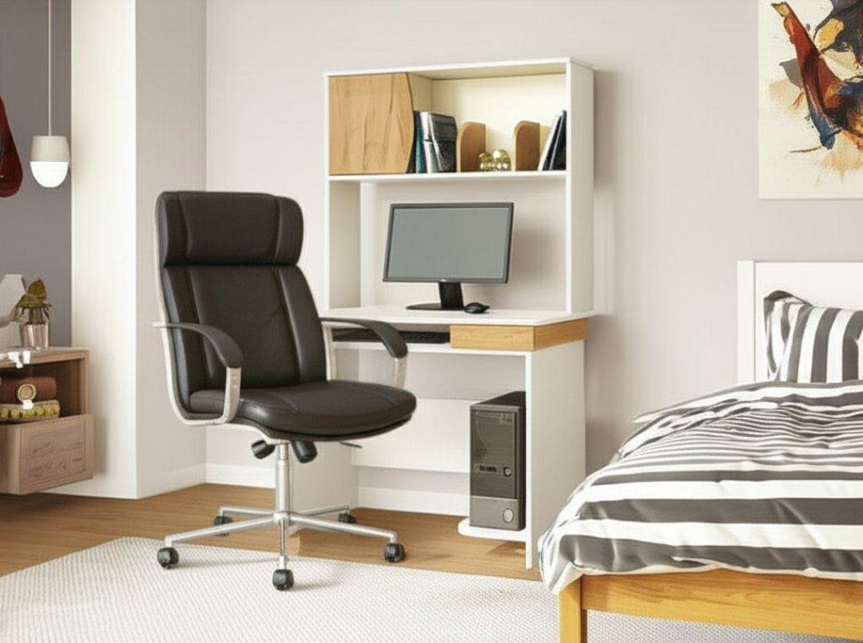 Компьютерный стол Грета-4 Белый / Дуб Крафт