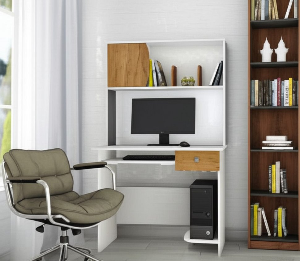 Компьютерный стол Грета-4 Белый / Дуб Крафт