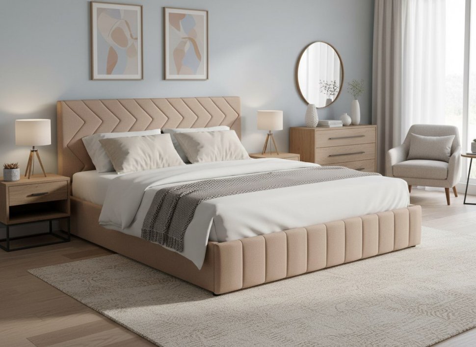 Милана кровать 180 Tenerife latte (бежевый кофейный)