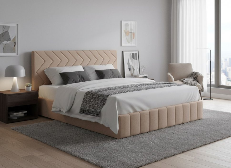 Милана кровать 180 Tenerife latte (бежевый кофейный)