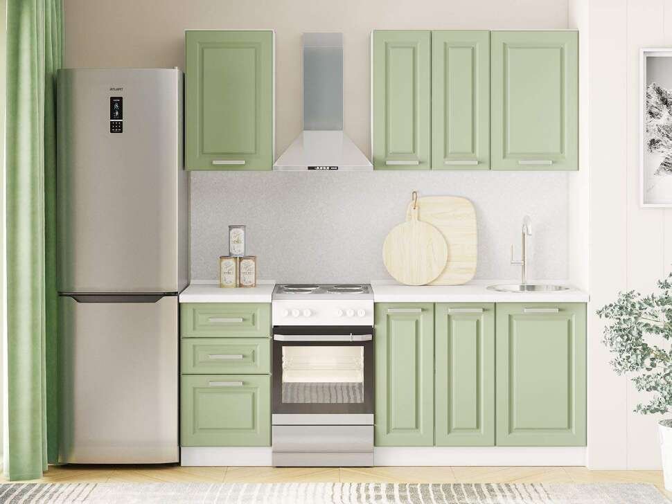 Кухня Вокс комплект 1 Белый / Фисташка