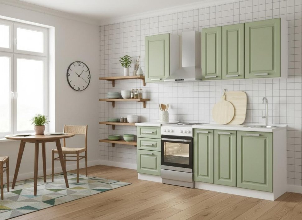 Кухня Вокс комплект 1 Белый / Фисташка