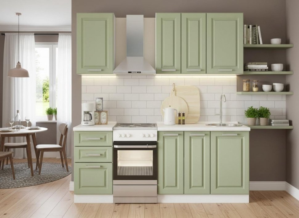 Кухня Вокс комплект 1 Белый / Фисташка