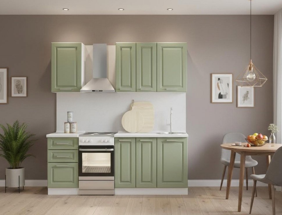 Кухня Вокс комплект 1 Белый / Фисташка