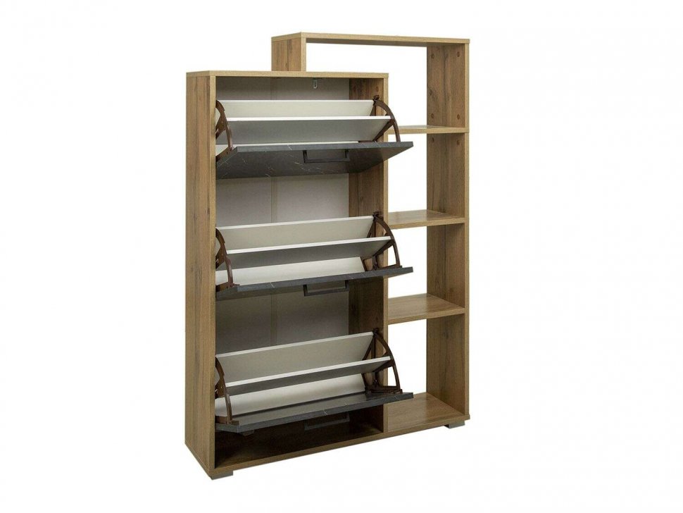 Тумба под обувь Фиеста-8 Дуб Вотан/Мрамор черный