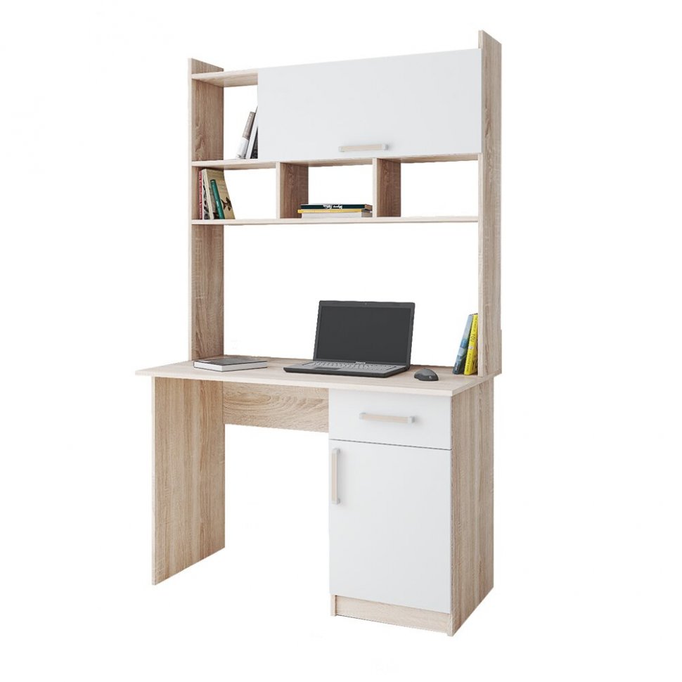 Компьютерный стол Квартет-10 (Дуб Сонома/Белый) ТЭКС